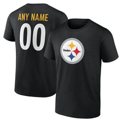 Pittsburgh Steelers Team Authentic Personalized Name & Number T-Shirt - Black T-shirts