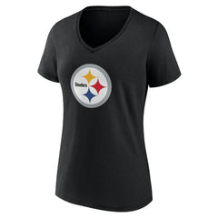 Pittsburgh Steelers Women's Team Authentic Personalized Name & Number V-Neck T-Shirt - Black T-shirts