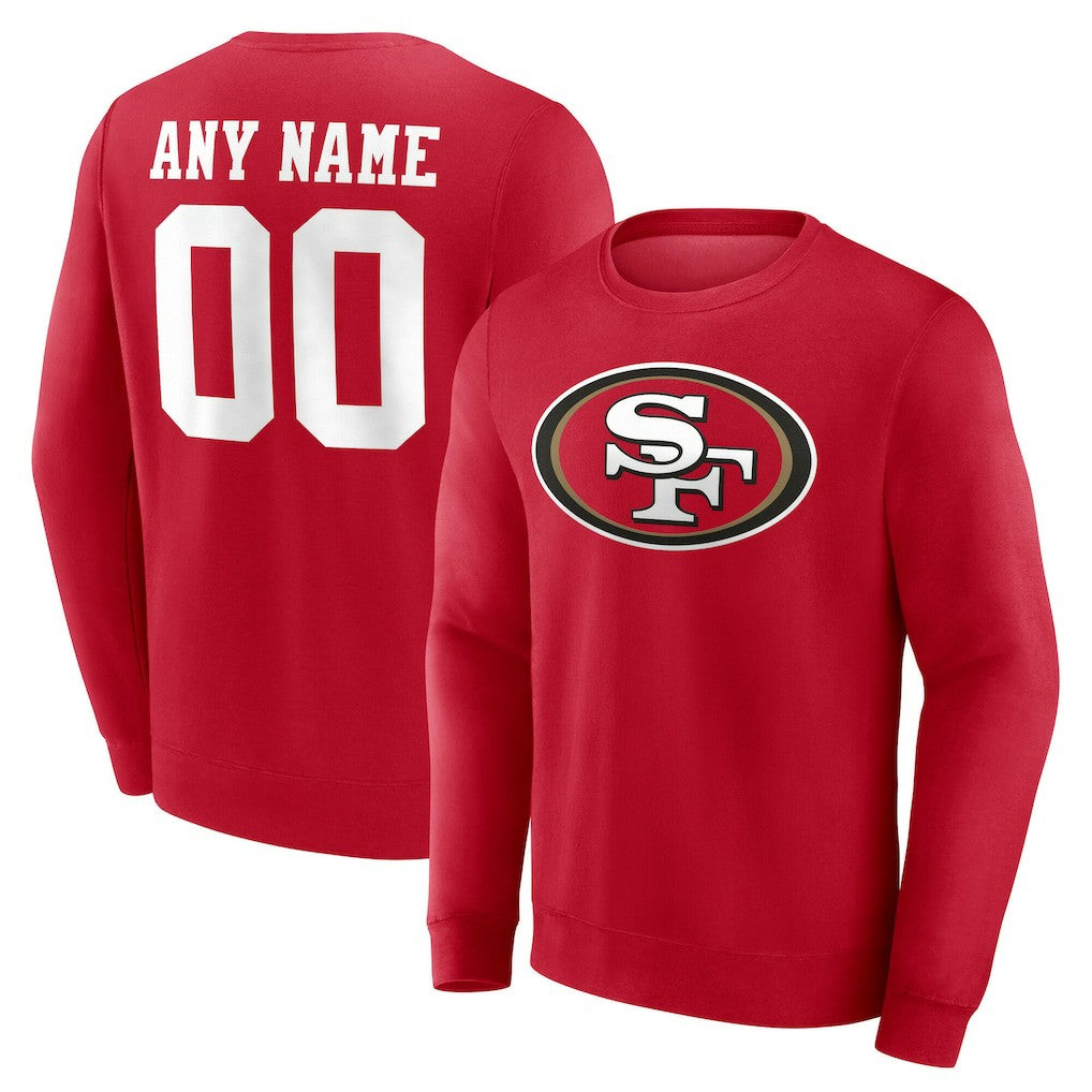 San Francisco 49ers Team Authentic Personalized Name & Number Sweatshirt - Scarlet Sweatshirts