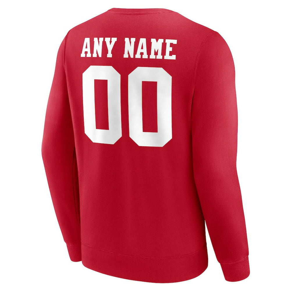 San Francisco 49ers Team Authentic Personalized Name & Number Sweatshirt - Scarlet Sweatshirts