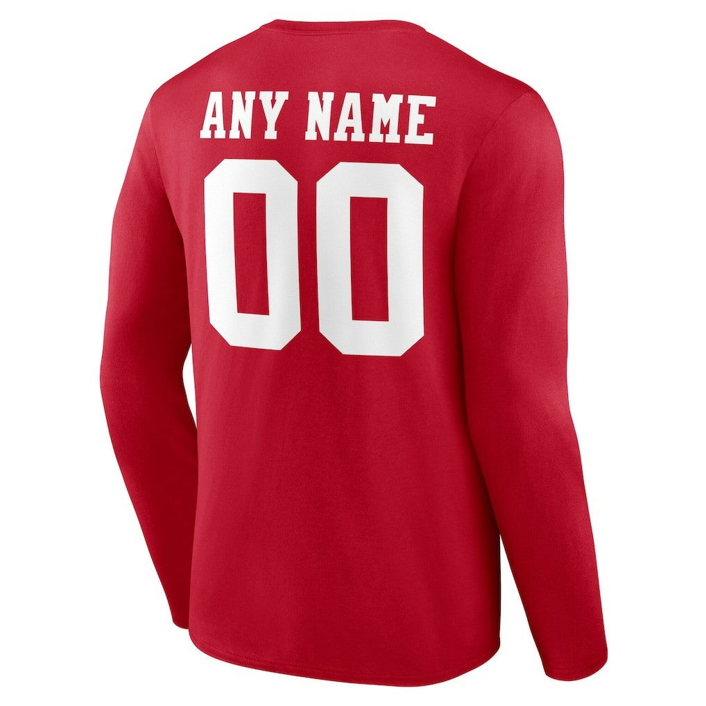 San Francisco 49ers Team Authentic Personalized Name & Number Long Sleeve T-Shirt - Scarlet T-shirts