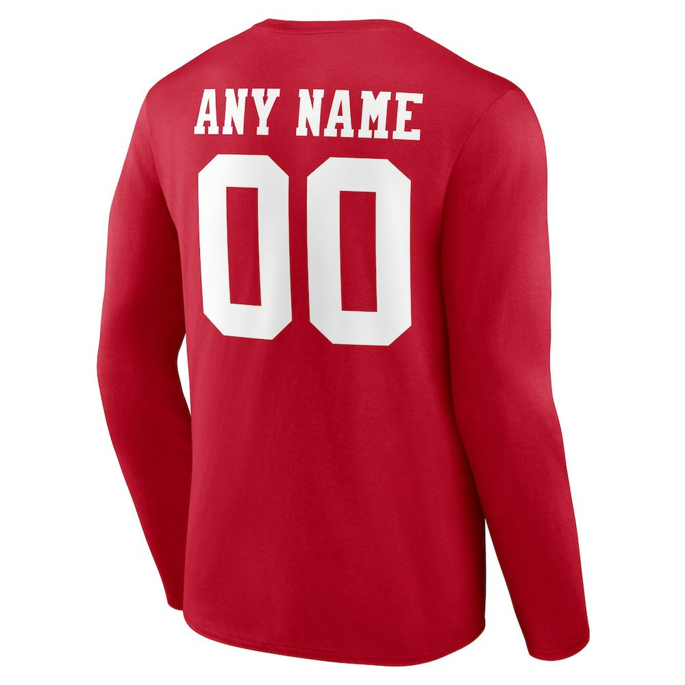 San Francisco 49ers Team Authentic Personalized Name & Number Long Sleeve T-Shirt - Scarlet T-shirts