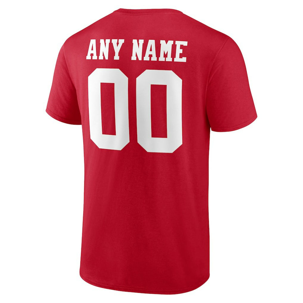 San Francisco 49ers Team Authentic Personalized Name & Number T-Shirt - Scarlet T-shirts