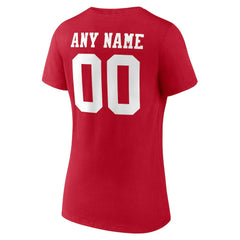 San Francisco 49ers Women's Team Authentic Personalized Name & Number V-Neck T-Shirt - Scarlet T-shirts