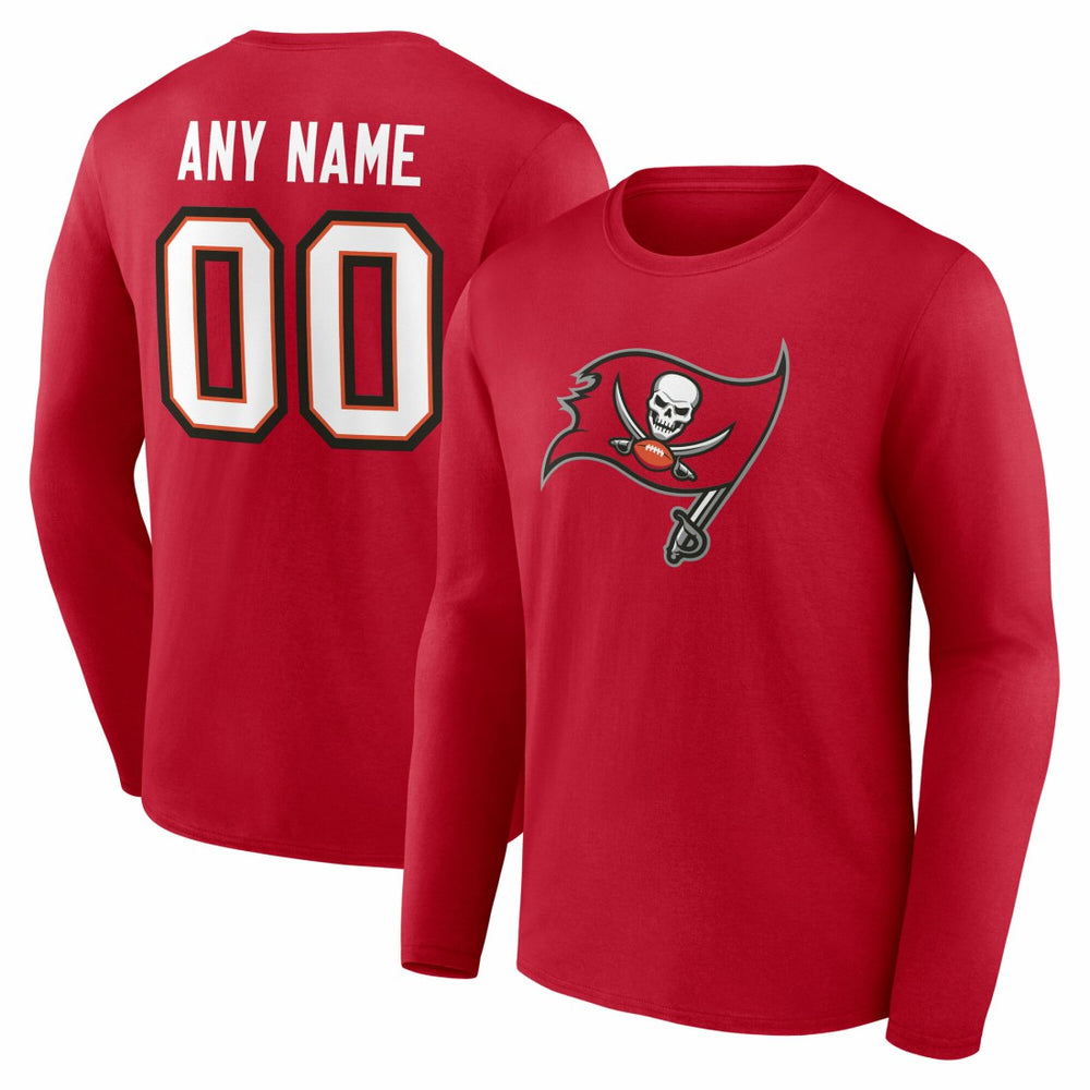 Tampa Bay Buccaneers Team Authentic Personalized Name & Number Long Sleeve T-Shirt - Red T-shirts