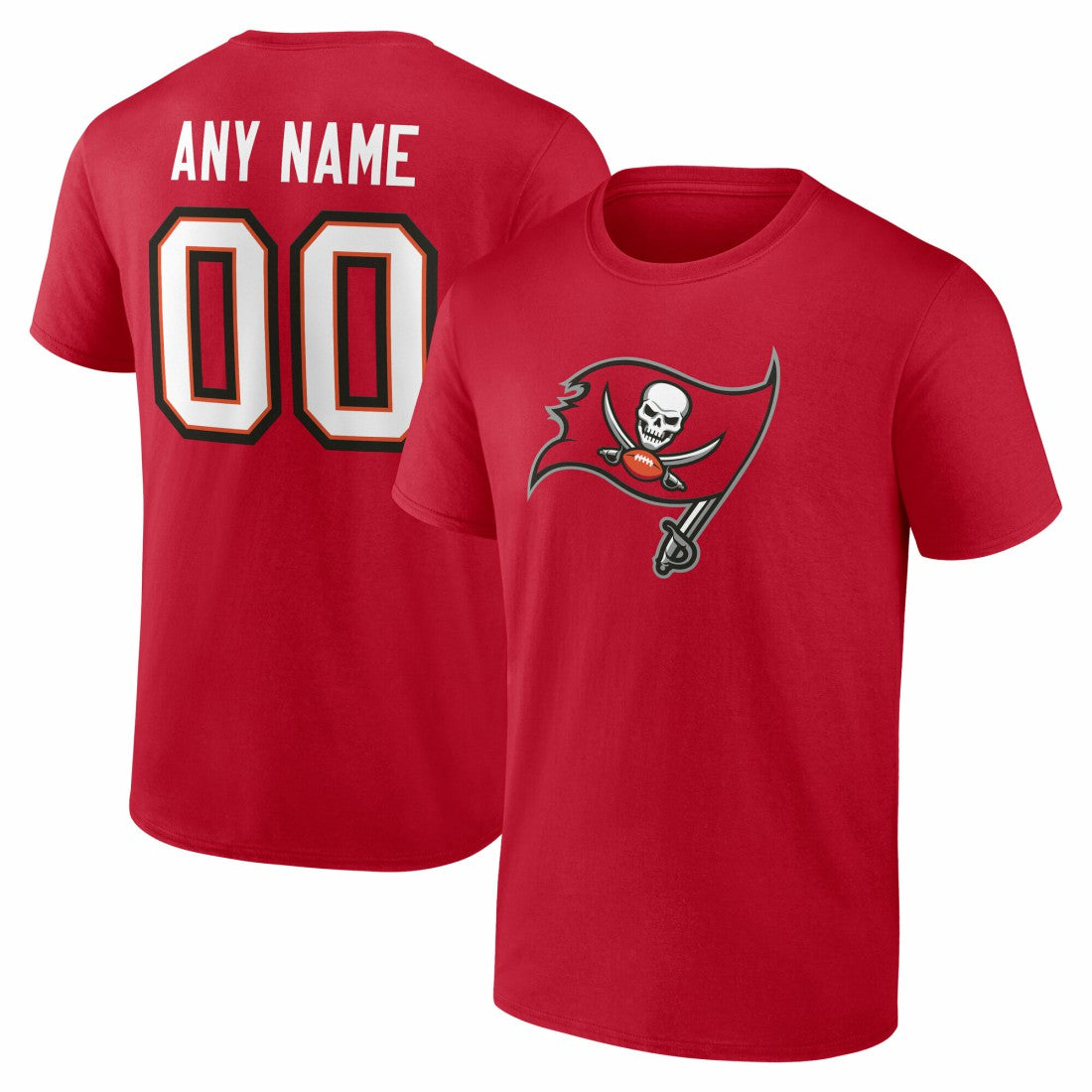 Tampa Bay Buccaneers Team Authentic Personalized Name & Number T-Shirt - Red T-shirts