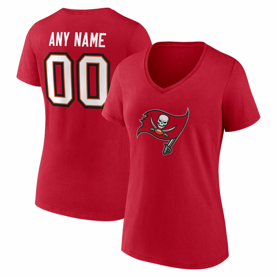 Tampa Bay Buccaneers Women's Team Authentic Personalized Name & Number V-Neck T-Shirt - Red T-shirts