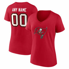 Tampa Bay Buccaneers Women's Team Authentic Personalized Name & Number V-Neck T-Shirt - Red T-shirts