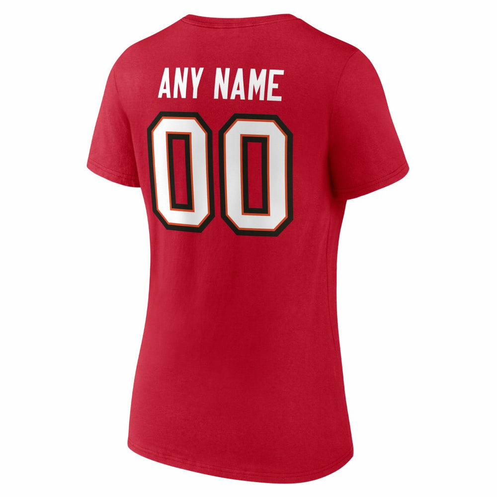 Tampa Bay Buccaneers Women's Team Authentic Personalized Name & Number V-Neck T-Shirt - Red T-shirts