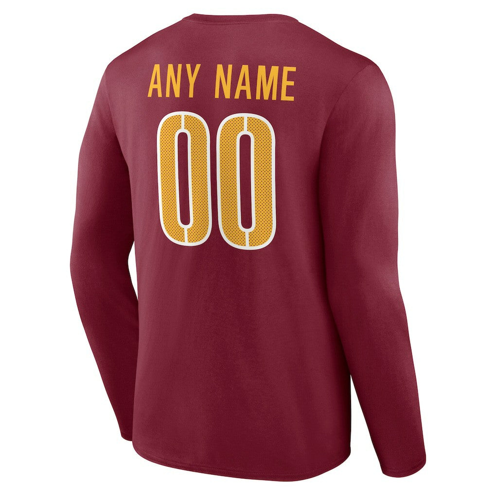 Washington Commanders Team Authentic Personalized Name & Number Long Sleeve T-Shirt - Burgundy T-shirts