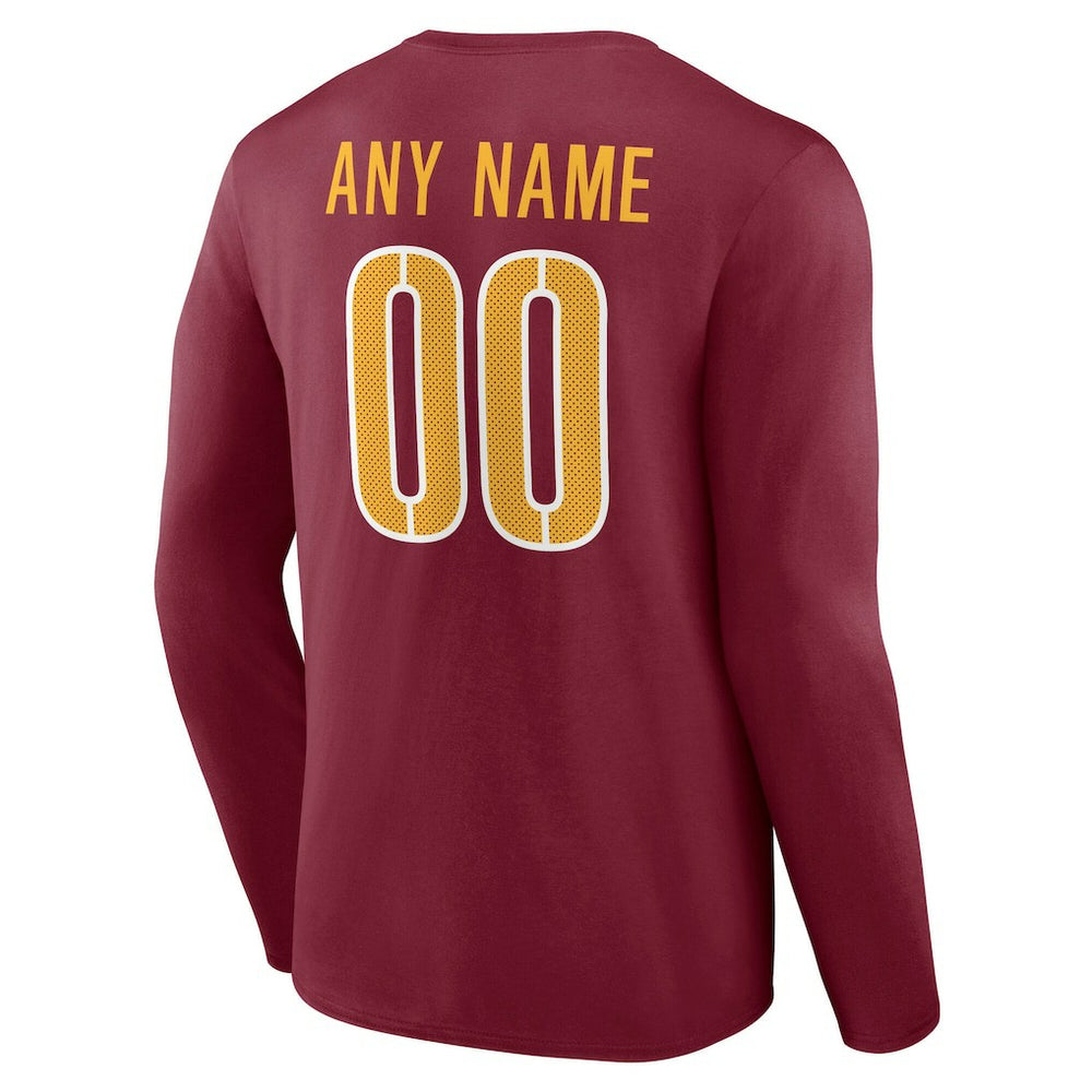 Washington Commanders Team Authentic Personalized Name & Number Long Sleeve T-Shirt - Burgundy T-shirts