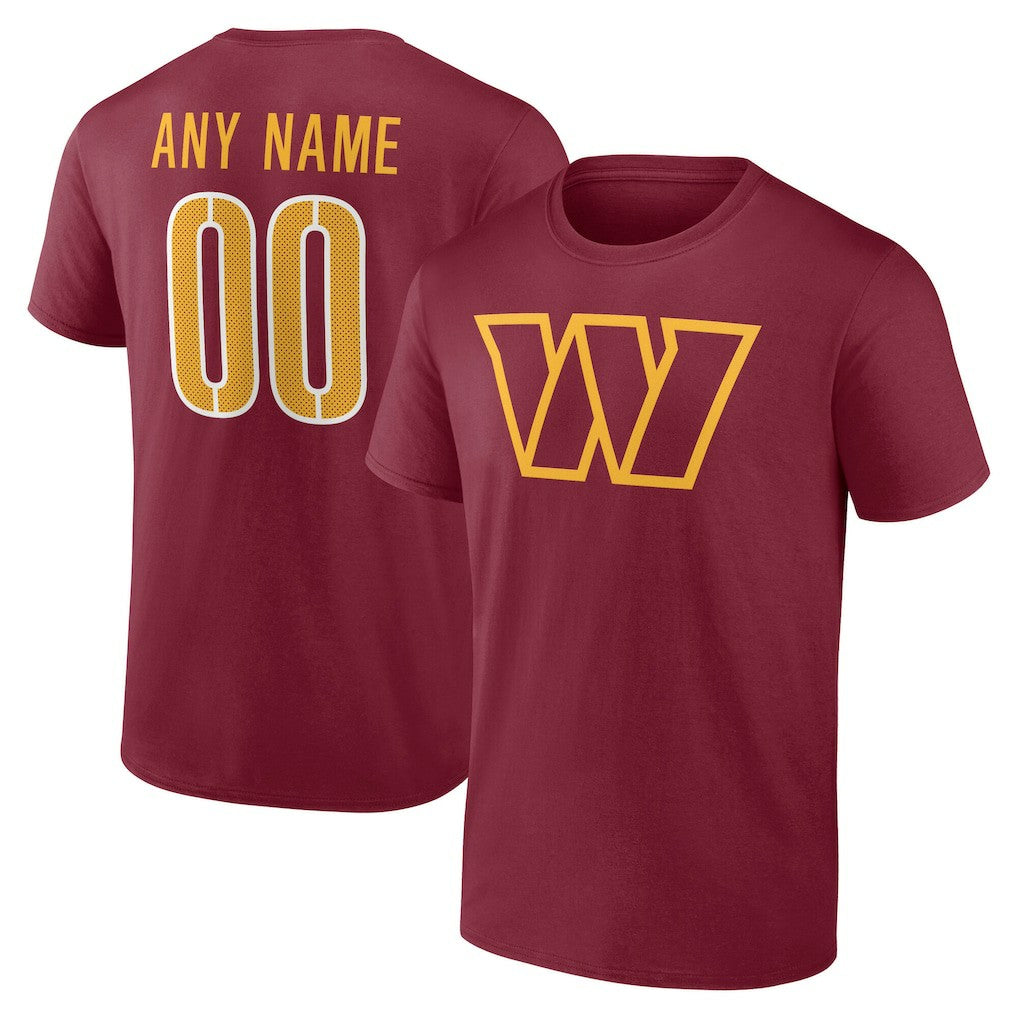 Washington Commanders Team Authentic Personalized Name & Number T-Shirt - Burgundy T-shirts