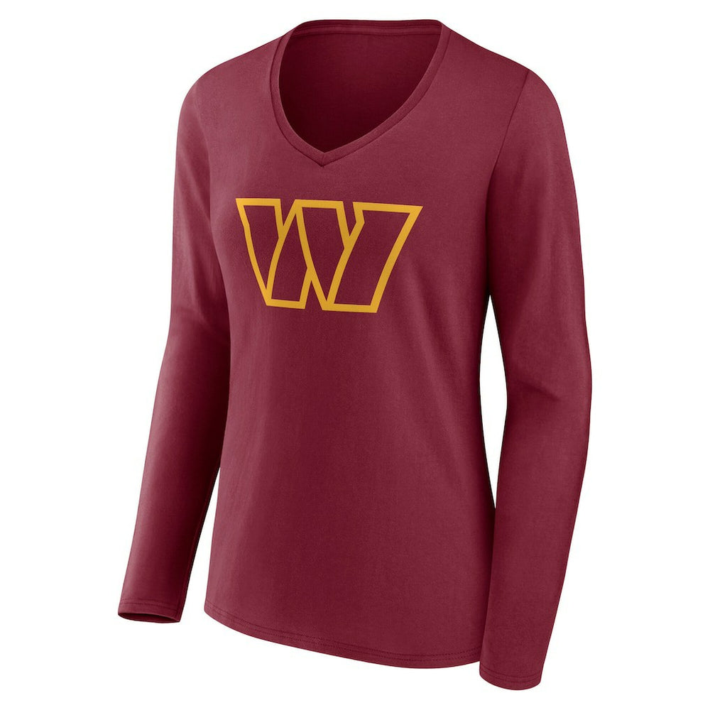 Washington Commanders Women's Team Authentic Personalized Name & Number Long Sleeve V-Neck T-Shirt - Burgundy T-shirts
