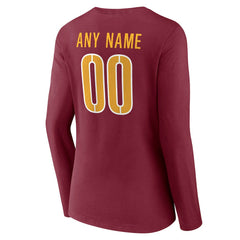 Washington Commanders Women's Team Authentic Personalized Name & Number Long Sleeve V-Neck T-Shirt - Burgundy T-shirts