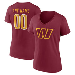 Washington Commanders Women's Team Authentic Personalized Name & Number V-Neck T-Shirt - Burgundy T-shirts