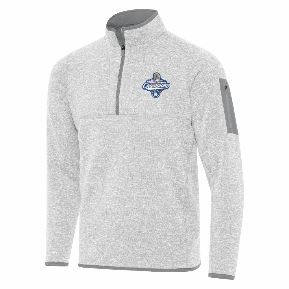 Los Angeles Dodgers Antigua 2025 World Series Champions Fortune Quarter-Zip Jacket - Heather Gray Jackets