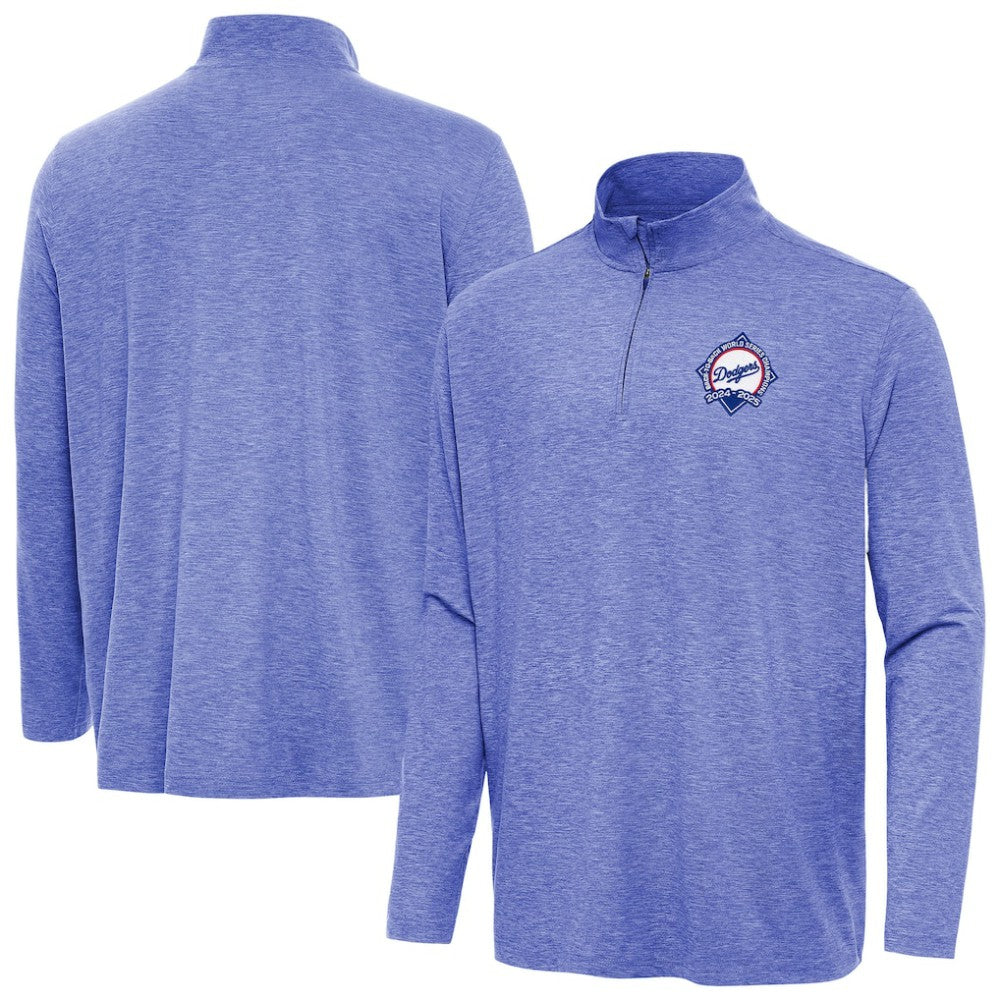 Los Angeles Dodgers Antigua Back-to-Back World Series Champions Hunk Quarter-Zip Pullover - Heather Royal Pullover