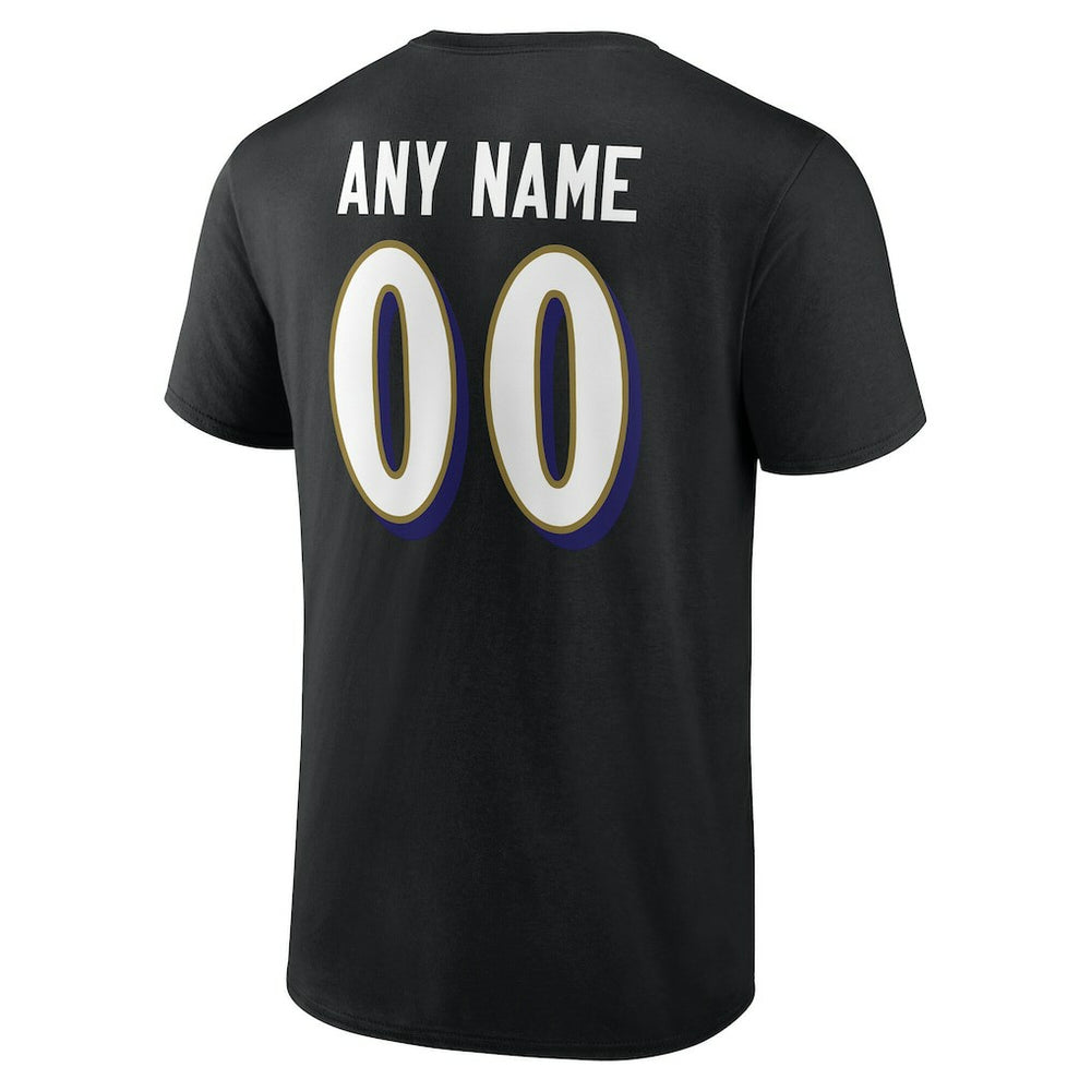 Baltimore Ravens Big & Tall Team Authentic Custom T-Shirt - Black T-shirts