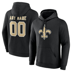New Orleans Saints Big & Tall Team Authentic Custom Hoodie - Black Hoodies