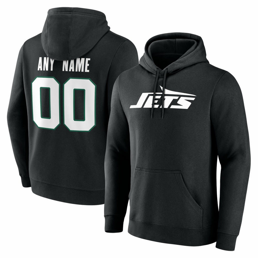 New York Jets Big & Tall Team Authentic Custom Hoodie - Black Hoodies