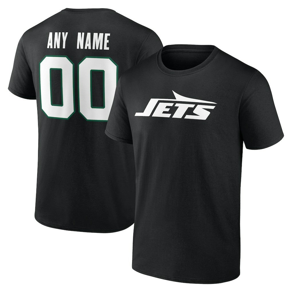New York Jets Big & Tall Team Authentic Custom T-Shirt - Black T-shirts