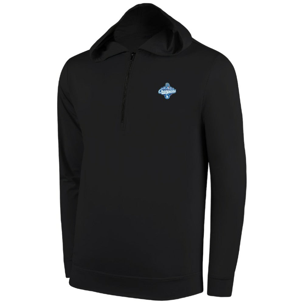 Los Angeles Dodgers 2025 World Series Champions Seabreeze Half-Zip Hoodie - Black Hoodies