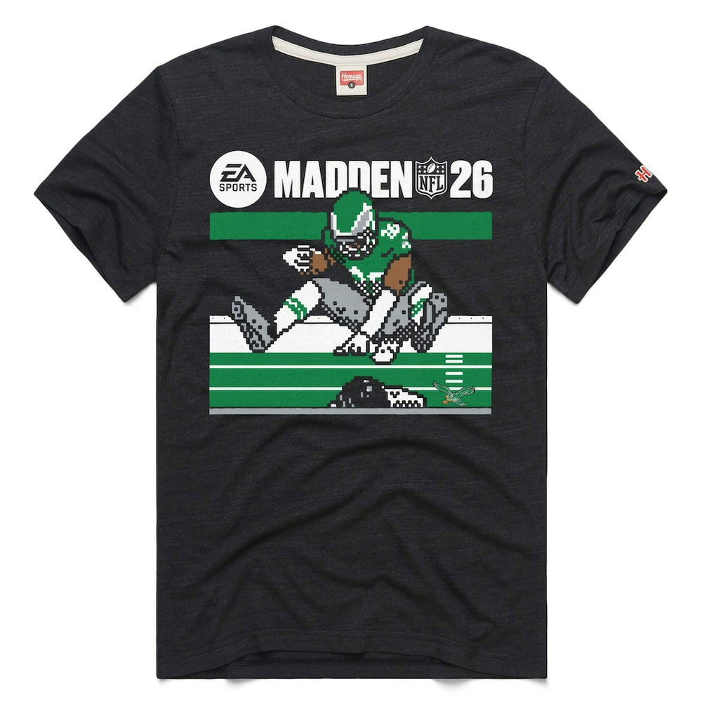 Saquon Barkley Philadelphia Eagles Homage Unisex Madden NFL '26 Retro Cover Tri-Blend T-Shirt - Charcoal T-shirts