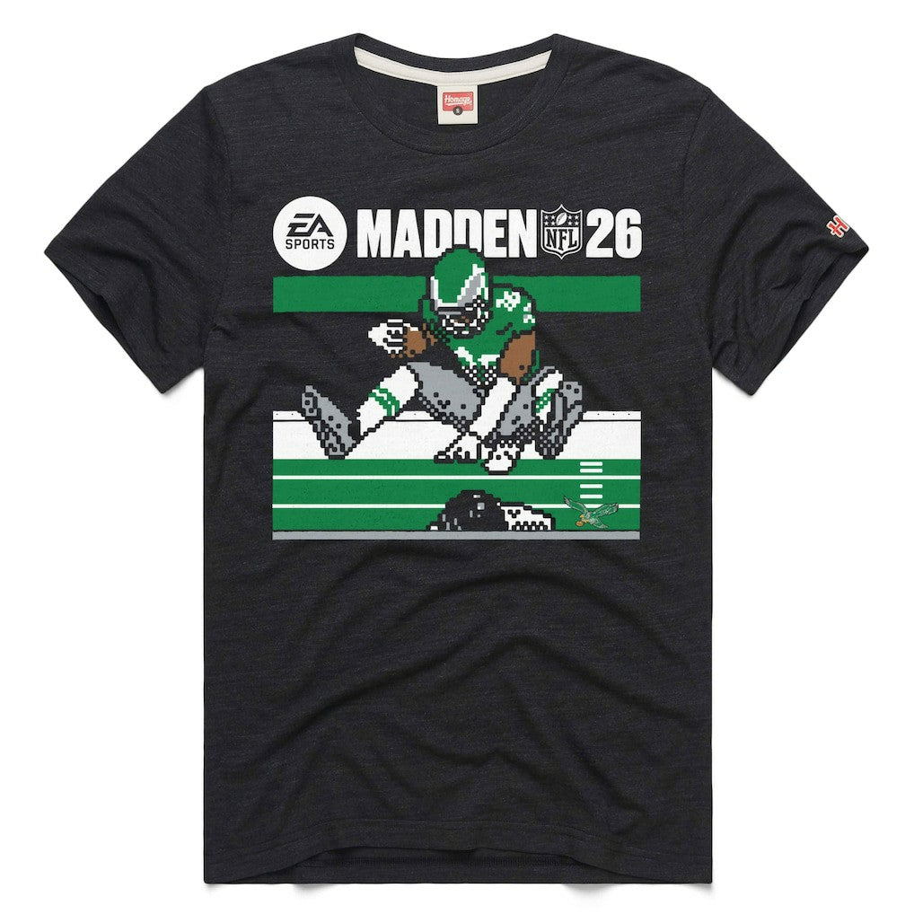 Saquon Barkley Philadelphia Eagles Homage Unisex Madden NFL '26 Retro Cover Tri-Blend T-Shirt - Charcoal T-shirts