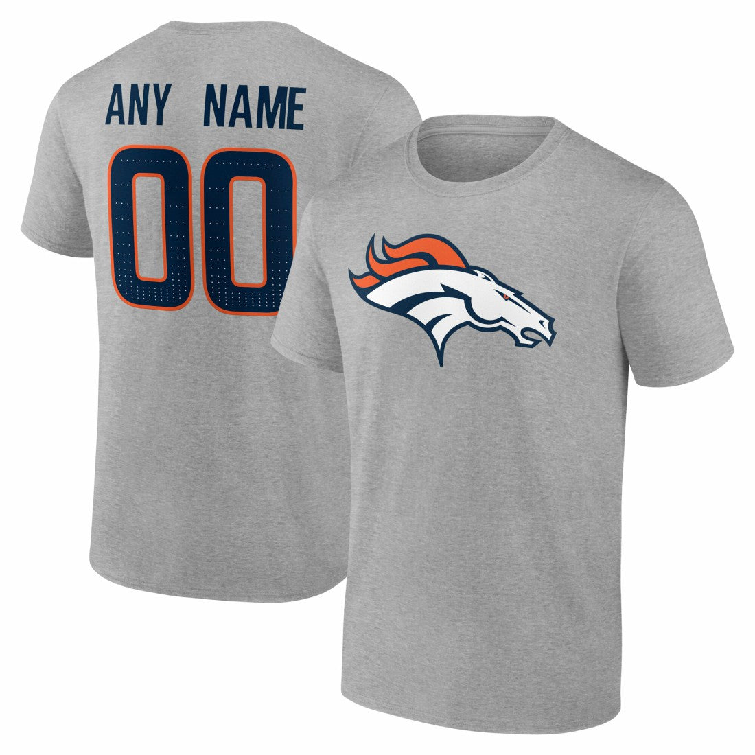 Denver Broncos Big & Tall Team Authentic Custom T-Shirt - Gray T-shirts