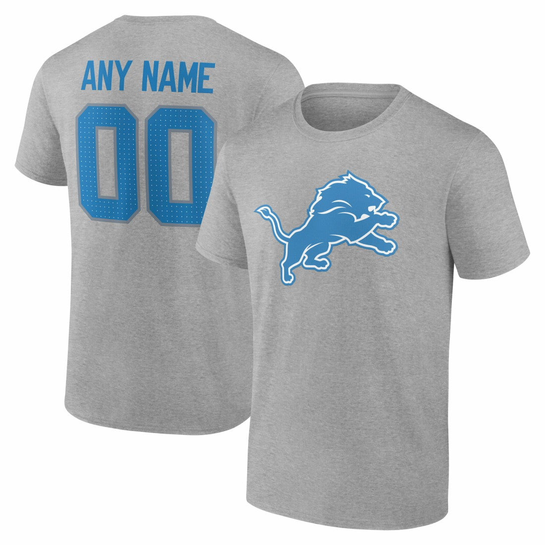 Detroit Lions Big & Tall Team Authentic Custom T-Shirt - Gray T-shirts