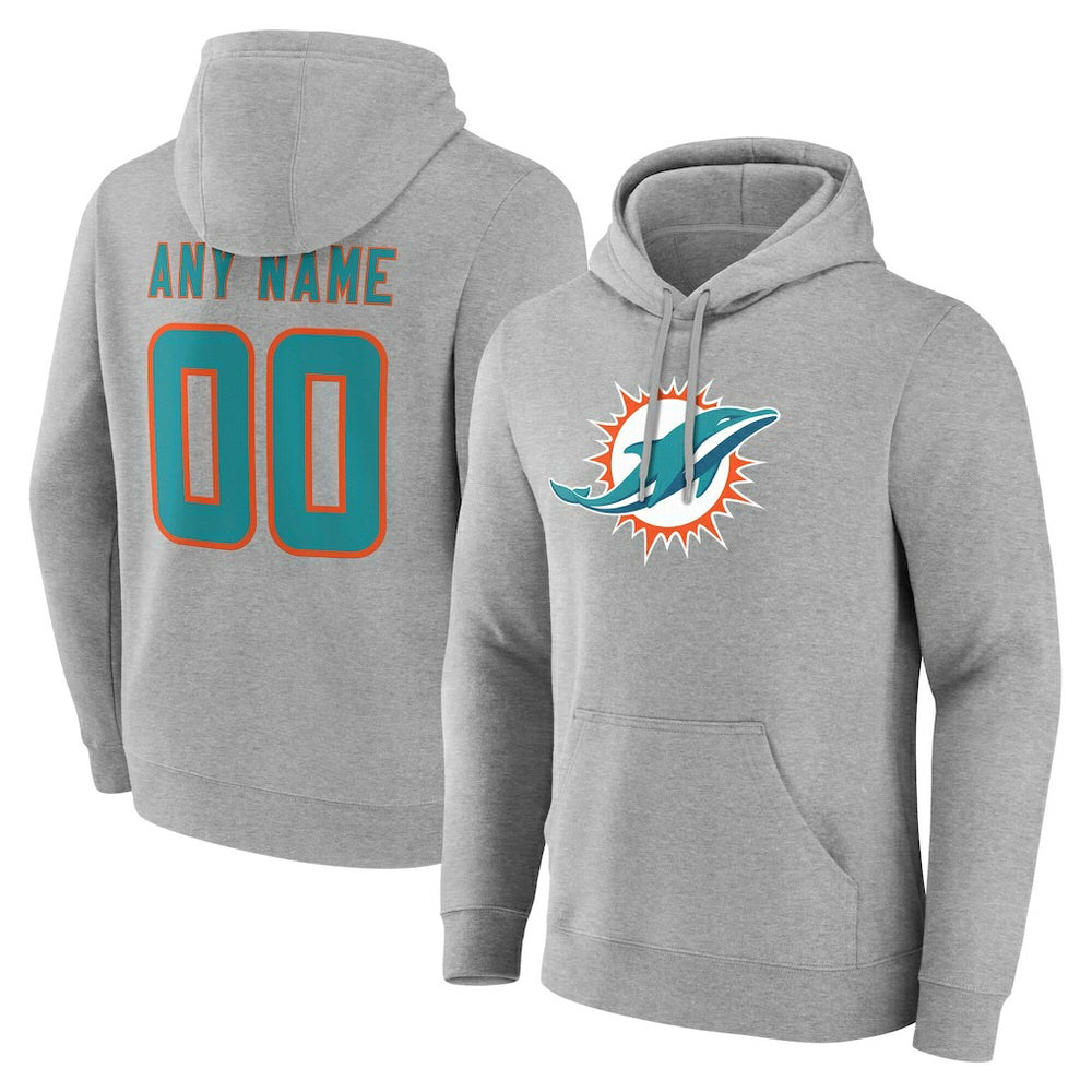 Miami Dolphins Big & Tall Team Authentic Custom Hoodie - Gray Hoodies