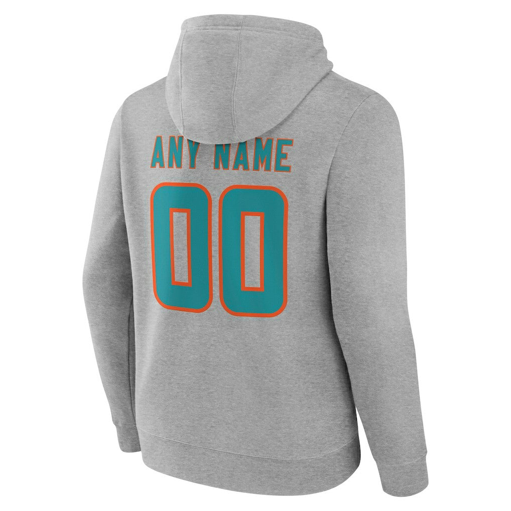 Miami Dolphins Big & Tall Team Authentic Custom Hoodie - Gray Hoodies