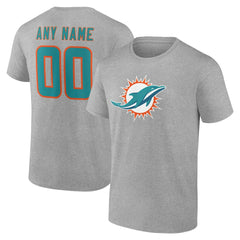 Miami Dolphins Big & Tall Team Authentic Custom T-Shirt - Gray T-shirts