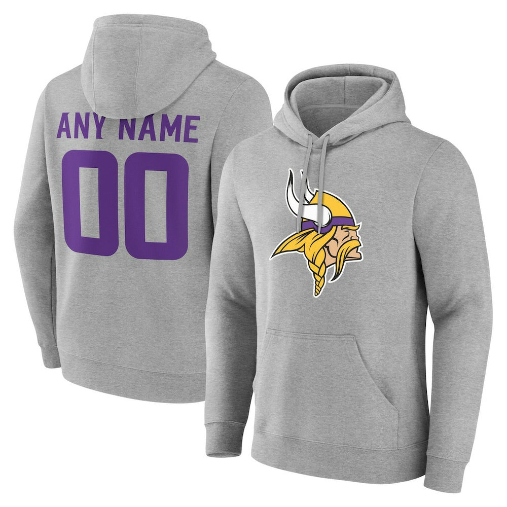 Minnesota Vikings Big & Tall Team Authentic Custom Hoodie - Gray Hoodies