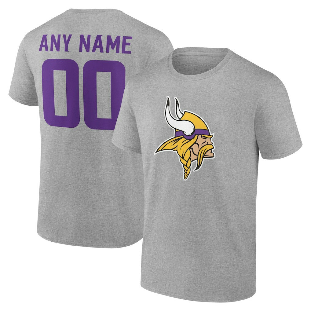 Minnesota Vikings Big & Tall Team Authentic Custom T-Shirt - Gray T-shirts