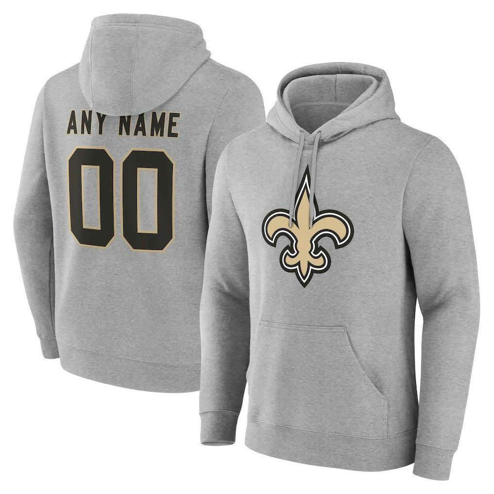 New Orleans Saints Big & Tall Team Authentic Custom Hoodie - Gray Hoodies
