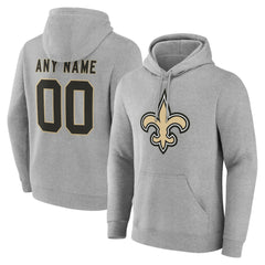 New Orleans Saints Big & Tall Team Authentic Custom Hoodie - Gray Hoodies