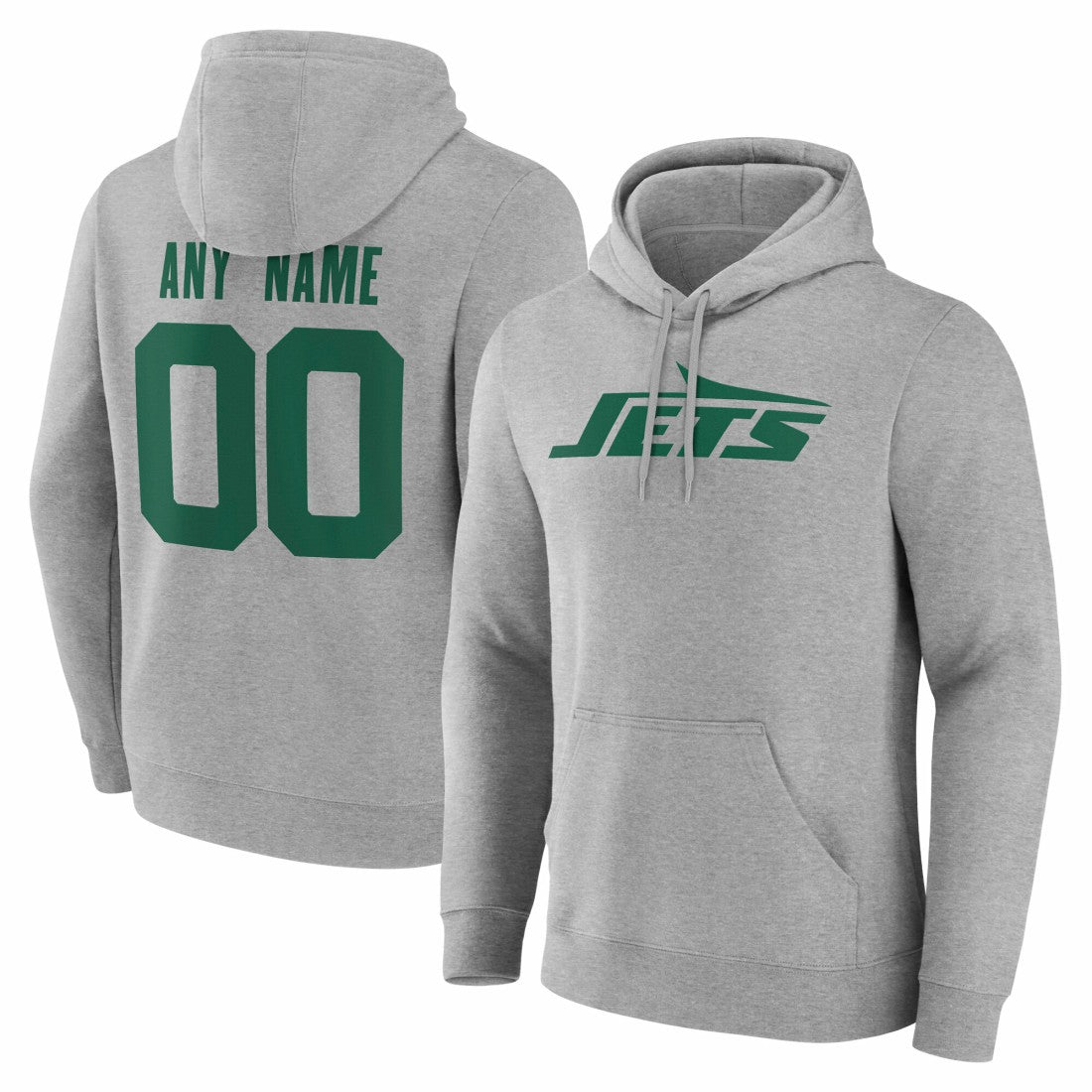 New York Jets Big & Tall Team Authentic Custom Hoodie - Gray Hoodies