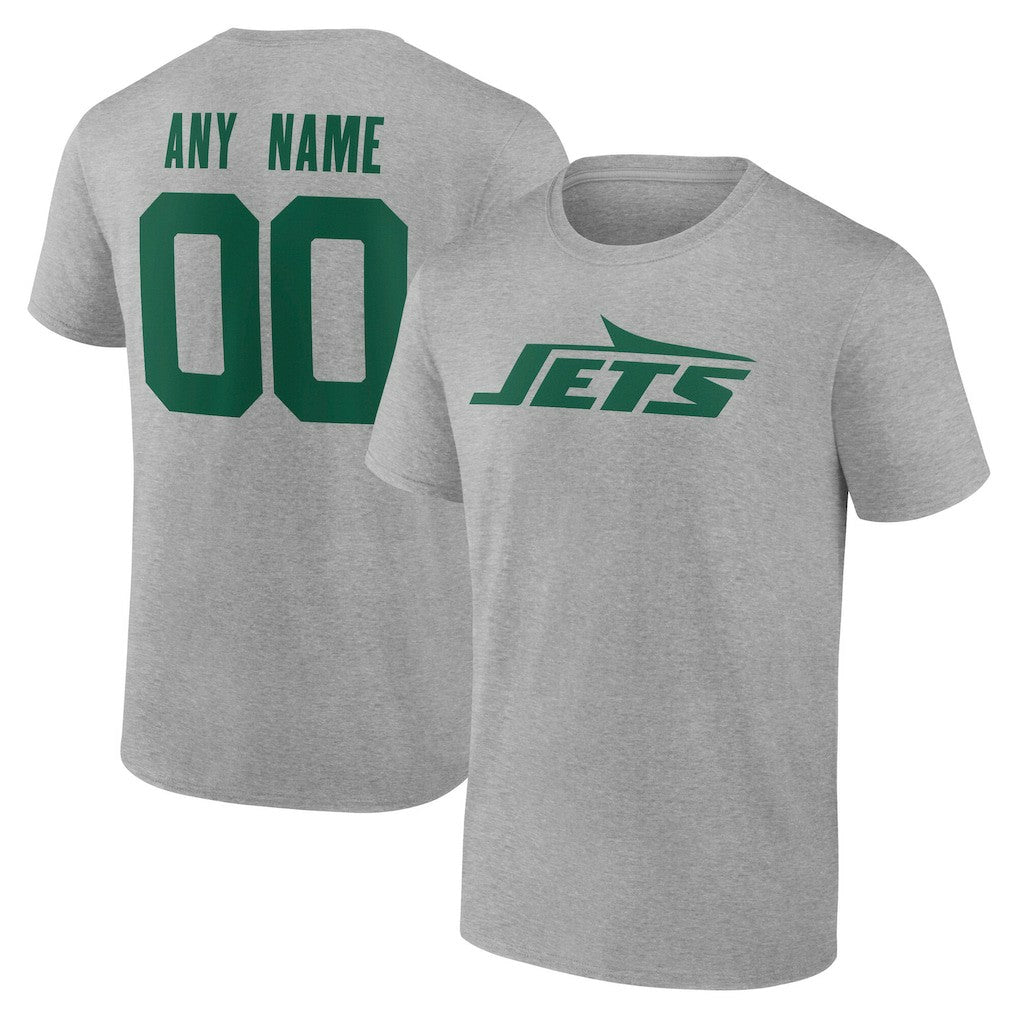 New York Jets Big & Tall Team Authentic Custom T-Shirt - Gray T-shirts