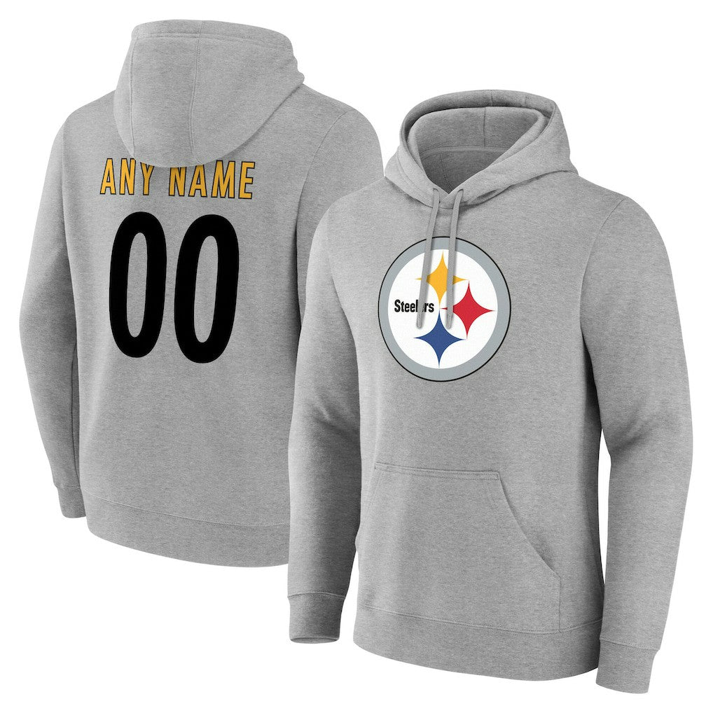 Pittsburgh Steelers Big & Tall Team Authentic Custom Hoodie - Gray Hoodies