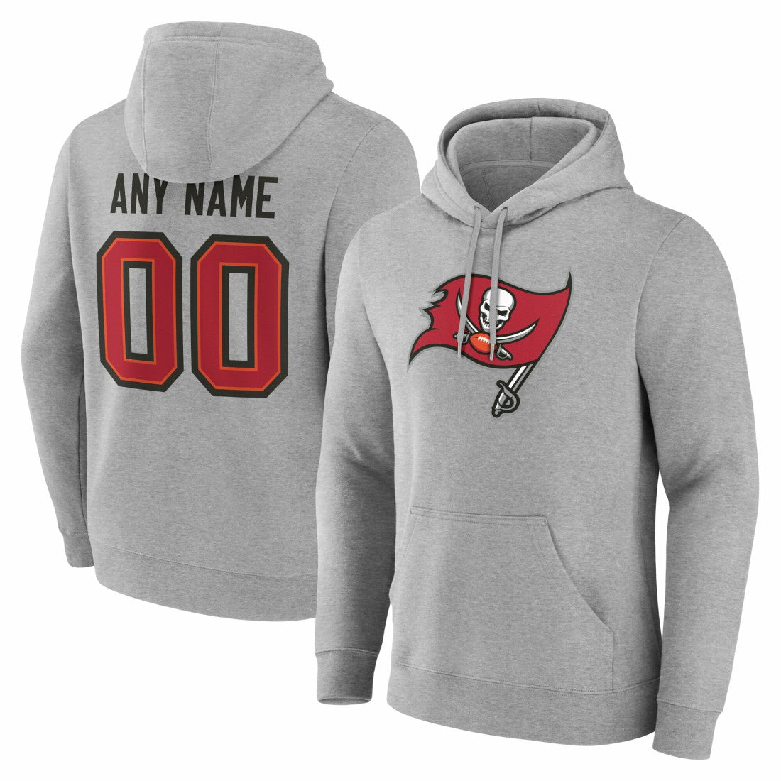 Tampa Bay Buccaneers Big & Tall Team Authentic Custom Hoodie - Gray Hoodies