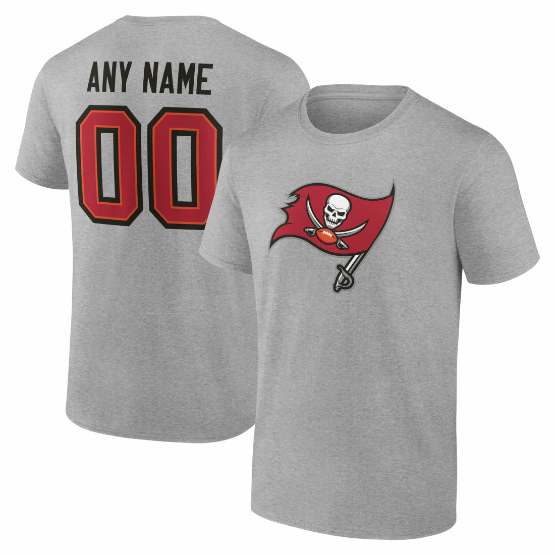 Tampa Bay Buccaneers Big & Tall Team Authentic Custom T-Shirt - Gray T-shirts