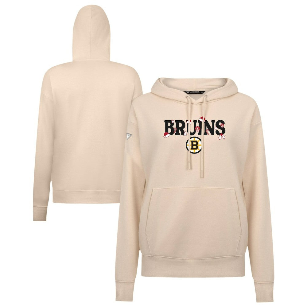 Boston Bruins Levelwear Women's Festive Holiday Adorn Hoodie - Khaki | US 203587433