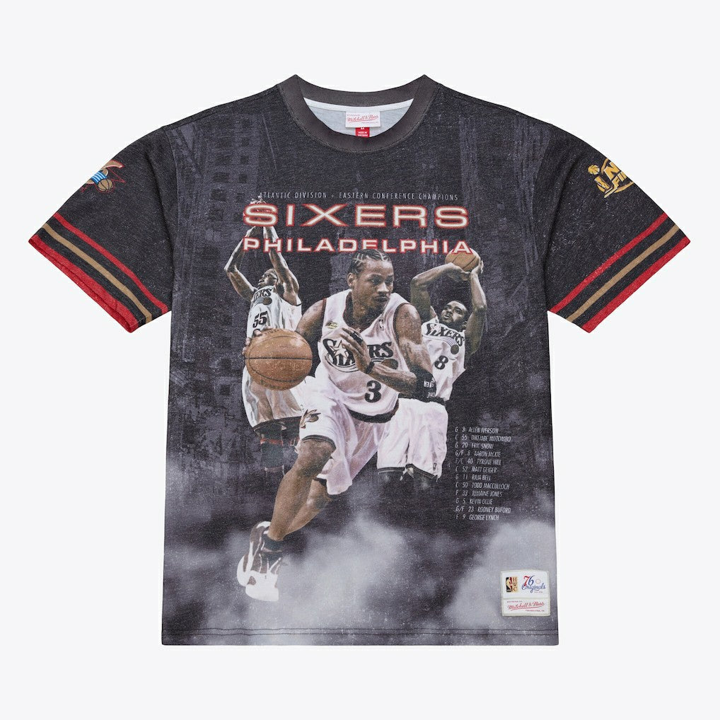 Philadelphia 76ers Hardwood Classics Originals Collection 2000-2001 Team Roster T-Shirt Black - Mitchell & Ness
