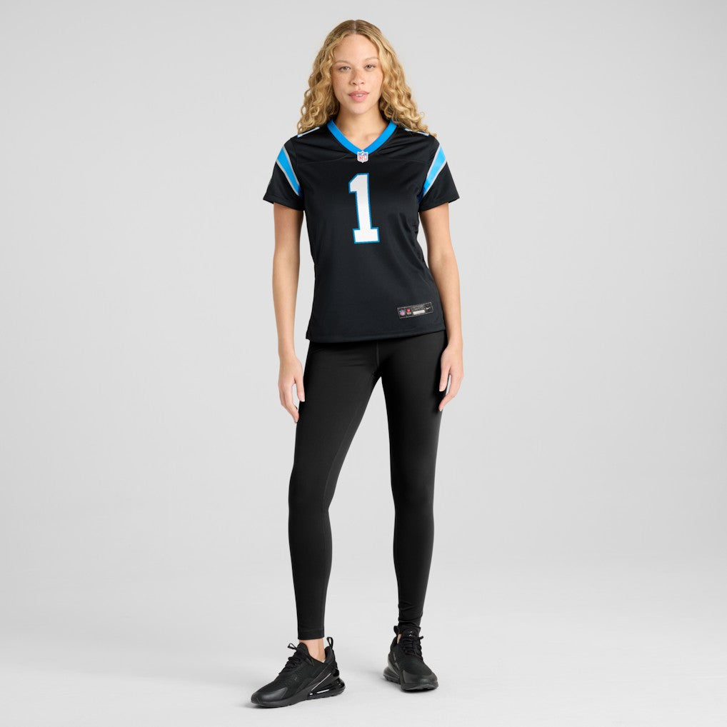 Cam Newton Carolina Panthers Women's Team Retired Game Jersey - Black Jerseys