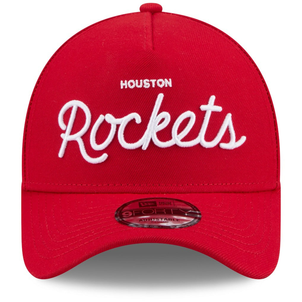 Houston Rockets x Malbon Golf Unisex 9FORTY A-Frame Adjustable Hat Red - New Era