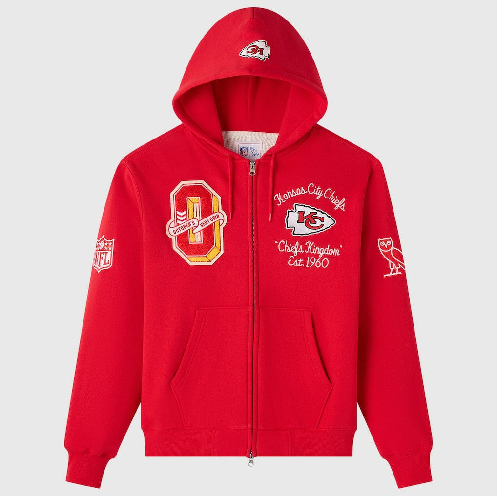 Kansas City Chiefs OVO x NFL Unisex Full-Zip Waffle-Lined Hoodie - Red Hoodies