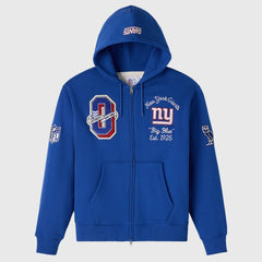 New York Giants OVO x NFL Unisex Full-Zip Waffle-Lined Hoodie - Royal Hoodies