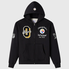 Pittsburgh Steelers OVO x NFL Unisex Full-Zip Waffle-Lined Hoodie - Black Hoodies