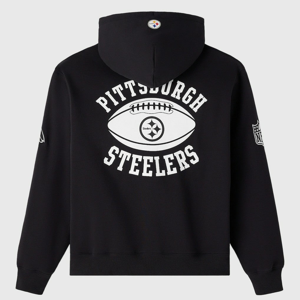 Pittsburgh Steelers OVO x NFL Unisex Full-Zip Waffle-Lined Hoodie - Black Hoodies